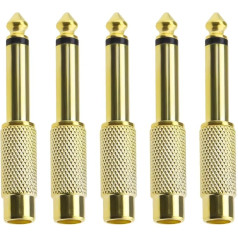 SG Store Пакет из 5 RCA на 1/4 дюйма позолоченные RCA женский на 6,35 мм моно мужской адаптер четверть дюйма адаптер TS Jack Plug на RCA аудио разъем