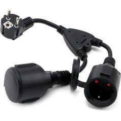 IP44 Двойная вилка для розетки, удлинительный кабель с 2 гнездами Schuko, двойной удлинитель, удлинительный кабель с защитными контактами, 3 x 1,5 м