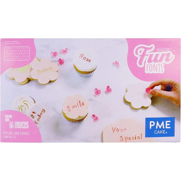 PME FF60 Веселые шрифты - набор штампов для оформления кексов и печенья, 66 штук, коллекция 3, пластик