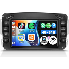 4+64G Carplay Автомобильное радио для Mercedes Benz W168 W203 CLK C209/W209 SLK/W170 W463 Viano Vito Vaneo с Android автомобиля, 7-дюймовый сенсорный экран с WiFi GPS FM/RDS Bluetooth Hi-FI SWC + AHD 