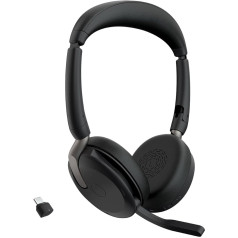 Jabra Evolve2 65 Flex - стерео Bluetooth-гарнитура с беспроводной зарядной панелью, технологией шумоподавления Jabra ClearVoice и гибридным ANC - сертифицирована 