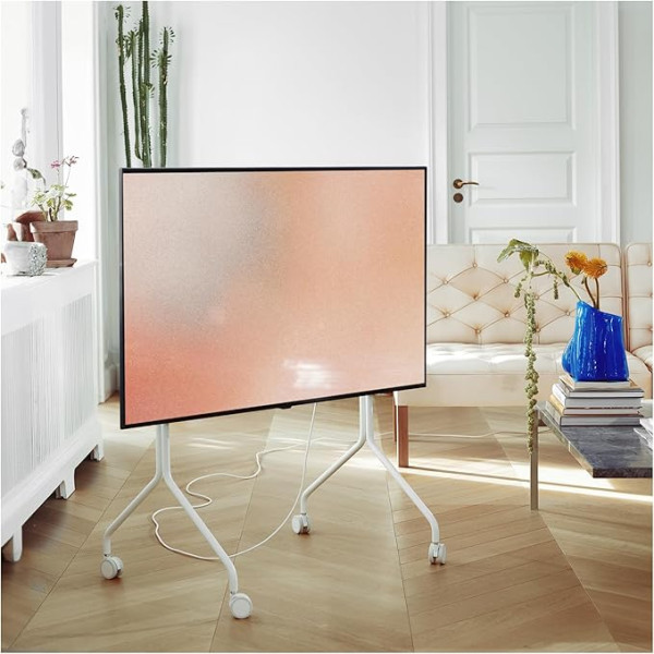 Стойка для телевизора Pedestal Moon Rollin' с колесиками - для экранов 40-70 дюймов | мобильная и стильная тележка для телевизора (бежевый)