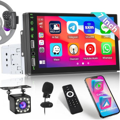 Inefala CarPlay 1 DIN Радио и Android Автомобильное зеркало Link, 1 DIN Автомобильное радио с экраном 7 дюймов, Bluetooth, FM-радио USB, AUX-в, SWC, эквалайзер, с камерой з