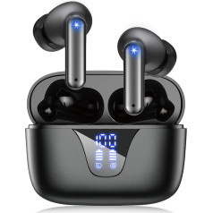 Наушники Eissix Bluetooth, беспроводные наушники с микрофоном, сенсорное управление, 50 часов работы, зарядный кейс, светодиодный дисплей, водонепр