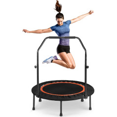 Батут для фитнеса с опорной планкой, батут с функцией складывания, диаметр 100 см, бесшумный, хорошая эластичность, с 5 регулируемыми уровням