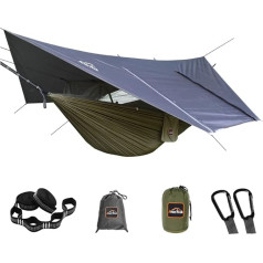 AnorTrek Кемпинговый гамак с москитной сеткой и брезентом, портативный двойной гамак с двумя ремнями для деревьев, 210T нейлоновый гамак и водон