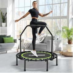 ONETWOFIT Складной батут для взрослых, 107 см мини батут для фитнеса с регулируемыми ручками из пенопласта, тихий батут для упражнений для личног