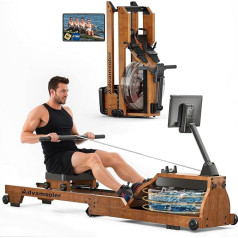 Деревянный гребной тренажер с водой Advamsoler Складной домашний гребной тренажер с эксклюзивным приложением Профессиональный монитор Bluetooth и