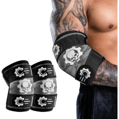 MANUEKLEAR 5 мм неопрена тяжелой атлетики локтя Wraps для мужчин (1 пара), локоть Wraps тяжелой атлетики мужчин с 2 регулируемые компрессионные ремни д