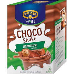 KRÜGER YOU Choco Shake Hazelnut Chocolate, шоколадное удовольствие в горячем и холодном виде, шоколадный милкшейк со вкусом фундука, 144 г (8 пакетиков по 18 г)