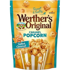 Werther's Original Caramel Popcorn Salted Caramel - 1 x 140 г - Хрустящий попкорн с соленой кремовой карамелью