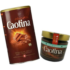 Caotina Original Drinking Chocolate Powder (1 x 500 г) и Caotina Original Chocolate Cream Spread (1 x 300 г), швейцарское качество, экологически чистый и сертифицированный продукт.