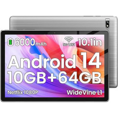 Планшет: Планшет Android - 2025 Android 14 Планшет Последние 10.1 дюймов Планшеты 10 ГБ + 64 ГБ + 1 ТБ расширения, Widevine L1, 2.4G + 5G Wi-Fi 6, 2MP + 8MP, Bluetooth5.0, 1280 x 800 FHD IPS Се