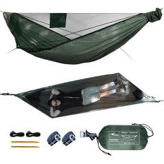 Travel Bird NomadNest 11 ft Camping Hammock with Mosquito Net and Ridge Rope, Removable Fully Open Net, Lightweight Portable Hammocks for Camping, Hiking, Backpacking