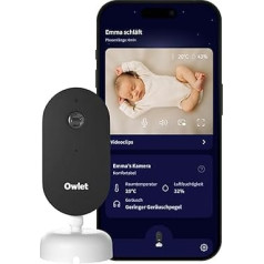 Owlet Dream Sight Smart HD Baby Monitor с 2K камерой, ночным видением, обнаружением плача/движения/шума, мониторингом температуры и влажности, безопасным WiFi с