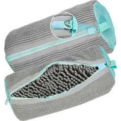 FORBELL Упаковка из 2 мешков для стирки обуви, стиральная машина, 39 x 19 см с молнией, мешок для стирки обуви (серый (упаковка из 2))