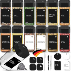 Квадратные банки для специй Miorkly, 12 штук с закручивающейся крышкой из черной нержавеющей стали, набор для специй 120 мл с вставкой для шейкер