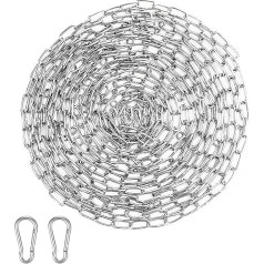 6M Цепь из нержавеющей стали 1,5 мм с крюком-карабином - прочная металлическая цепь для собак, якорей, белья и крученых цепей - продается по мет