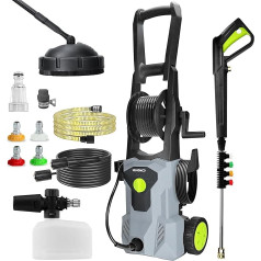 Мойка высокого давления Huhomco 180 бар с большой мощностью для очистки патио, 2000 Вт 450 л/ч пистолет высокого давления с 11 м шлангом, 4 форсунки и г