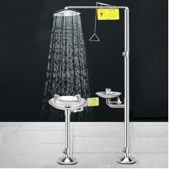 ZGYOZMNG Augenspülstation, Kombiniertes Notfall-Augenspülstation-Duschset, Stand-Sanitär-Augenspüleinheit, Edelstahl, mit Augenspülschild