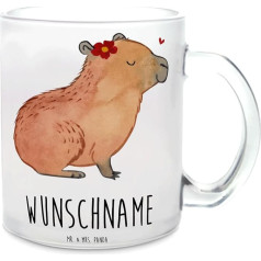 Мистер и миссис Панда Персонализированная чайная чашка Цветок капибары - персонализированные подарки, чайная кружка с именем, хорошее нас