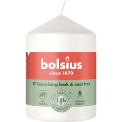 Bolsius - Гладкая свеча - Белый - 8 x 6 см - Без аромата - Натуральный растительный воск - Без пальмового масла