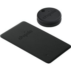 Chipolo Spot Bundle - 2 x One + 1 x Card - Поиск ключей и кошельков, Bluetooth-трекер для ключей, кошелька - Работает с приложением Apple Where? App (только для iOS) (цвет чер