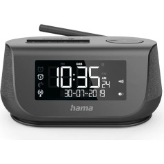 Цифровое радио Hama с будильником (радио DAB, DAB+, Bluetooth, функция зарядки от USB, FM, цифровое радио с часами, 2 будильника, функция выходного дня, тай
