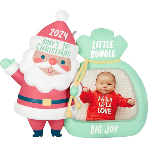 Hallmark Keepsake Little Bundle Big Joy 2024 Фоторамка Рождественское украшение Baby Shower Gift