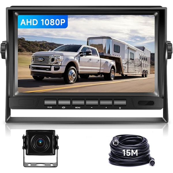 VECHTEL Камера заднего хода для автомобиля, AHD 1080P 7-дюймовый ЖК-монитор и комплект, камера заднего вида с 15 м кабелем, IP69 водонепроницаемость, но