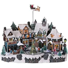 Avilia Анимированная рождественская деревня со светодиодной подсветкой и рождественской музыкой - Идеально подходит для уникального и совре