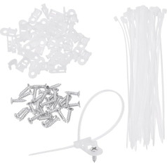 Карта поиска Кабельбиндер-Саттельхальтерунгсокель с 15,2 см Кабельбиндерн и M3-Блехшраубен, Драхт-Органайзер-Хальтерклеммен-Сет, Вейсс, 50 Шт