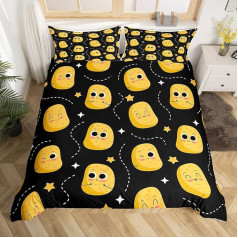 Homemissing Cute Potato Bedding Set 135 x 200 cm Children's One Potato Duvet Cover Set for Boys Girls Funny Vegetables Chips Bed Set Black Kawaii Cute Duvet Cover Decoration 2 Pieces