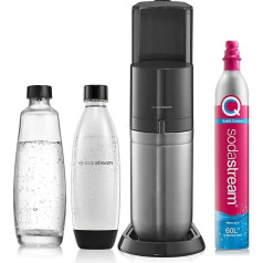 Пузырьковая машина SodaStream Duo с многоразовой пластиковой бутылкой для воды объемом 1 литр, стеклянным графином для газирования объемом 1 литр