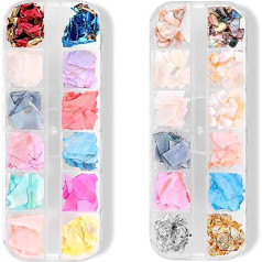 AKOAK 2 Stück Nagelsticker 12 Farben Ultra Dünn Gold Silber Folie