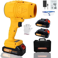 Аккумуляторная воздуходувка для листьев, Kwoxet Мини воздуходувка для листьев с турбонагнетателем, скорость воздуха 576 км/ч, 2 аккумулятора 21 