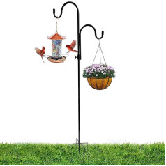 Двойные пастушьи крючки, 62 дюйма, двусторонние регулируемые кормушки для птиц с 5 зубцами, регулируемые по высоте пастушьи крючки для подве
