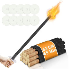100 факелов из натурального воска, 42 см. Высококачественные садовые факелы, время горения 45 минут, натуральный воск с длинной ручкой, садовые