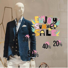 kina - UVSD0240 Наклейка на окно прозрачная съемная и переставляемая для стеклянных витрин - Наклейка Летняя распродажа Скидки По случаю - 2 листа 