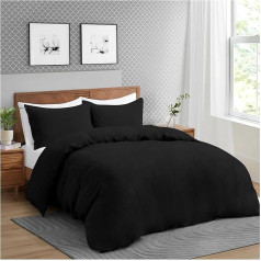 GC GAVENO CAVAILIA Super King Комплект пододеяльника с наволочками из микрофибры (260 x 220 см) Простой черный Легкий уход Стирка