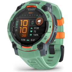 Garmin Instinct 3 45 mm AMOLED - прочные, водонепроницаемые GPS Smartwatch с ярким 1,2-дюймовым AMOLED-дисплеем и светодиодным фонариком для активного отдыха, бега 