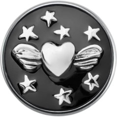 Quiges женская кнопка щелчок 18 мм кусок черные сердца украшение со звездой для печати шпильки аксессуары, эмаль