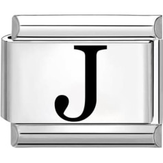 Quiges - 9 мм лазерная травление итальянский стиль модуль из нержавеющей стали алфавит буквы J для итальянских браслетов, нержавеющая сталь, бе