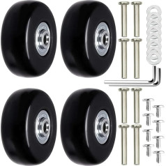 Ashuxxn Pack of 4 Luggage Replacement Wheels Rubber Replacement Wheels Suitcase Replacement Wheels Luggage Case Wheel Rubber Swivel Castors Suitcase Wheels Replacement Wheels Universal Luggage