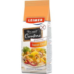 LEIMER Крутоны Sweet Chili 75 г Gluten Free - Нежный обжаренный безглютеновый кубик белого хлеба с лучшими перцами и специями чили - Вегетарианский, без гл