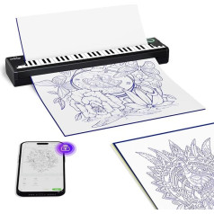 Bluetooth принтер татуировки, принтер трафарета татуировки с 5 бумагами переноса, принтер переноса машины татуировки, идеально подходит для ху