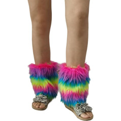 Женщины Девушки Зима Теплее Чулки Эстетический Панк Леггинсы Сапог Манжеты Винтаж Радуга Пушистые Носки