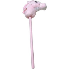 perfk Plush Stick Horse Riding Stick Handmade Portable Hobby Riding Toy Music Stick Animal for Walking Play Pink