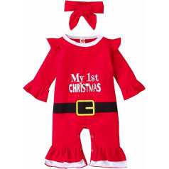 Тоддлер Ребенок Девочки Мальчики Рождество Санта Ромпер Новорожденный Санта Клаус Печать Длинный Рукав Костюм Джемпер Ободки Установить 