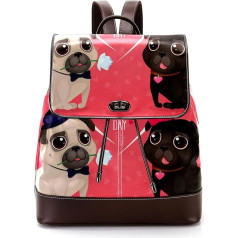 Персонализированные школьные сумки Сумки для книг для подростков Happy Valentine's Day Love Pug, разноцветный, 27x12.3x32 см, классический
